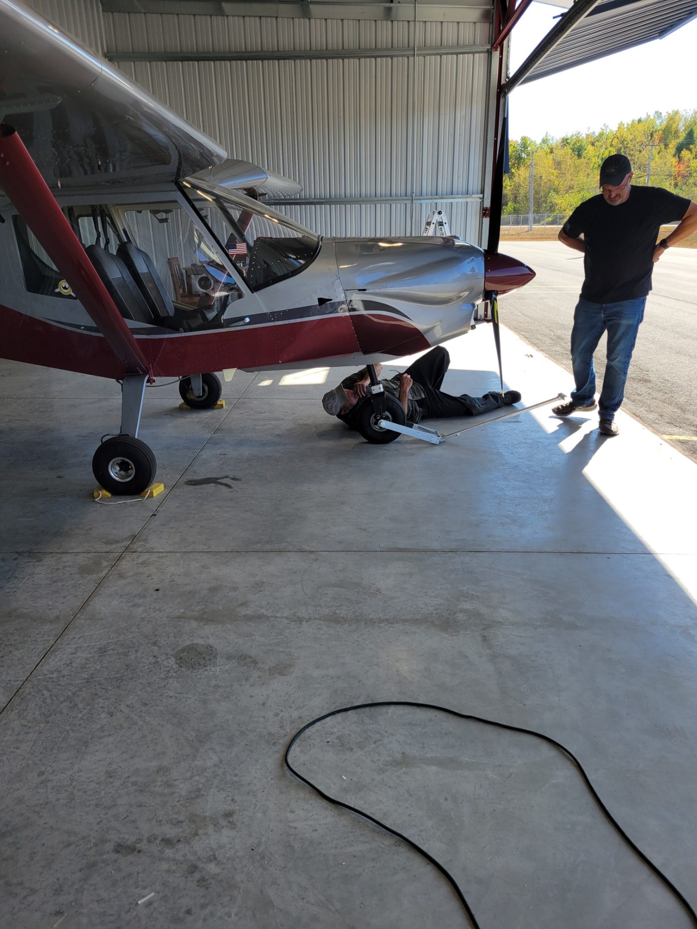 Inspecting under the wing