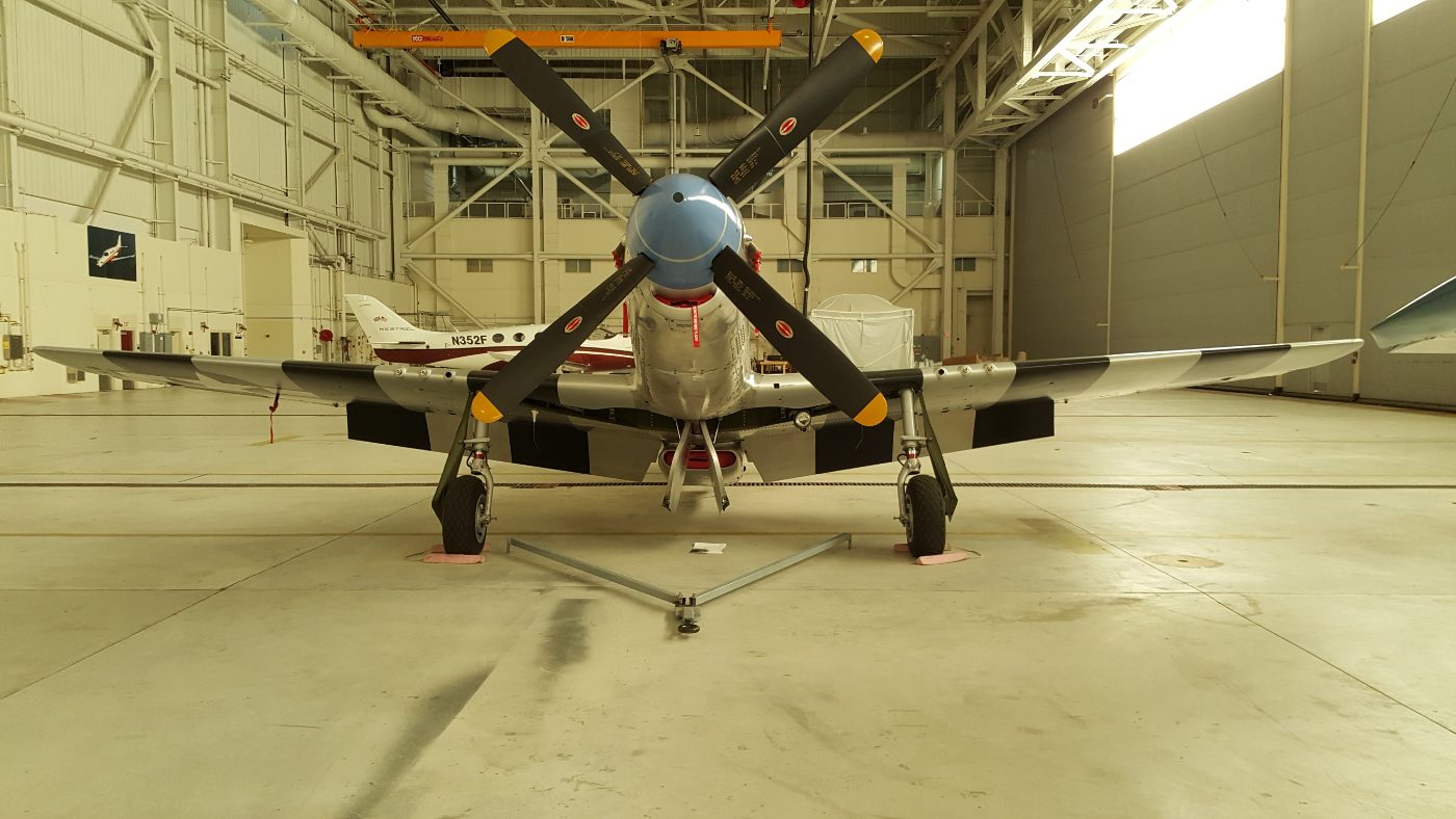 P-51 Mustang front view with four-blade propeller